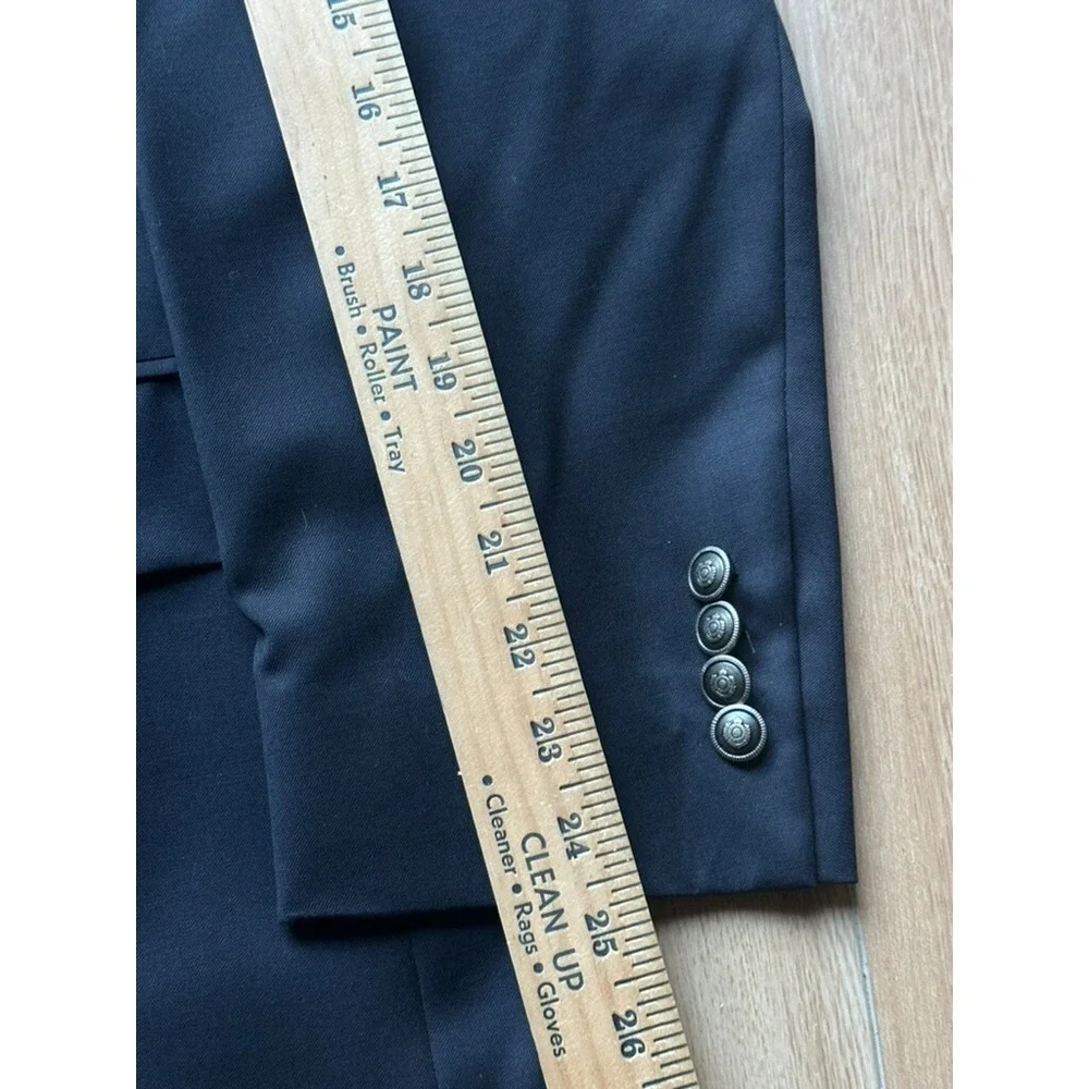 Patrick James Wool Classic Navy Sport Coat Blazer 45R‎ Buttons Aut Vincere Mori